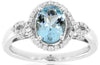 1.26CT DIAMOND & AAA AQUAMARINE 14KT WHITE GOLD OVAL & ROUND INFINITY LOVE RING