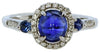 .42CT DIAMOND & AAA CABOCHON SAPPPHIRE 18K WHITE GOLD ROUND HALO ENGAGEMENT RING
