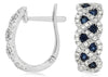 WIDE .94CT DIAMOND & AAA SAPPHIRE 14K WHITE GOLD ROUND INFINITY HANGING EARRINGS