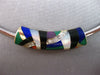 LARGE .15CT DIAMOND & MULTI COLOR ENAMEL 14KT 2 TONE GOLD SLIDER OMEGA NECKLACE