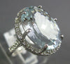 ESTATE LARGE 8.15CT DIAMOND & AAA AQUAMARINE 14K WHITE GOLD OVAL ENGAGEMENT RING