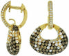 ESTATE 2.85CT WHITE & BLACK DIAMOND 14KT YELLOW GOLD MULTI ROW HANGING EARRINGS
