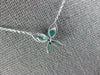 ESTATE .38CT DIAMOND & AAA EMERALD 14KT WHITE GOLD 3D BUTTERFLY LOVE NECKLACE