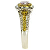.93CT WHITE PINK & FANCY YELLOW DIAMOND 18KT TRI COLOR GOLD 3D ENGAGEMENT RING