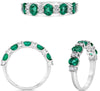 ESTATE 1.35CT DIAMOND & AAA EMERALD 14K WHITE GOLD ROUND & OVAL ANNIVERSARY RING