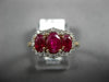 ESTATE 1.62CT DIAMOND & AAA OVAL CUT RUBY 14K ROSE GOLD 3 STONE ANNIVERSARY RING