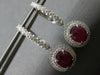 4.83CT DIAMOND & AAA RUBY 18KT WHITE GOLD 3D OVAL DOUBLE HALO HANGING EARRINGS