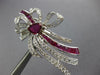 ESTATE EXTRA LARGE 8.75CT DIAMOND & AAA RUBY 14K WHITE GOLD BOW CLIP ON EARRINGS