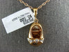 ESTATE LARGE .06CT DIAMOND 14KT ROSE GOLD 3D BABY GIRL SHOE FUN FLOATING PENDANT