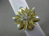 ESTATE LARGE 1.47CT ROUND & BAGUETTE CUT DIAMOND 18KT TWO TONE GOLD FLOWER RING