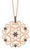 LARGE .27CT MOCHA DIAMOND 18KT ROSE GOLD STAR FLOWER FILIGREE FLOATING PENDANT