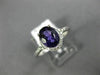 ESTATE 1.10CT DIAMOND & AAA OVAL AMETHYST 14KT WHITE GOLD 3D SEMI HALO FUN RING