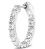 ESTATE 1.0CT DIAMOND 14KT WHITE GOLD 3D CLASSIC INSIDE OUT HOOP HANGING EARRINGS