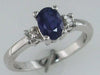 1.12CT DIAMOND AAA SAPPHIRE 14KT WHITE GOLD OVAL & ROUND 3 STONE FRIENDSHIP RING