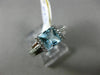 ESTATE 1.62CT DIAMOND & AAA BLUE TOPAZ 14KT WHITE GOLD 3D SQUARE FRIENDSHIP RING