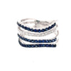 LARGE 1.13CT DIAMOND & AAA SAPPHIRE 18KT WHITE GOLD MULTI ROW DOUBLE WAVE RING