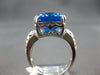 EXTRA LARGE 12.0CT DIAMOND & AAA BLUE TOPAZ 14KT WHITE GOLD CUSHION & ROUND RING