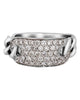ESTATE WIDE .91CT DIAMOND 18KT WHITE GOLD 3D MULTI ROW OVAL FLEXIBLE LOVE RING