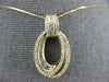 .5CT DIAMOND 14K YELLOW GOLD ROUND & BAGUETTE DOUBLE OVAL HALO LOVE KNOT PENDANT