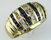 LARGE 1.50CT DIAMOND & AAA SAPPHIRE 14KT YELLOW GOLD MULTI ROW ANNIVERSARY RING