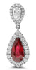LARGE 4.38CT DIAMOND & RUBY 18KT WHITE GOLD PEAR SHAPE & ROUND HANGING EARRINGS