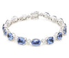 LARGE 20.24CT DIAMOND & AAA SAPPHIRE 18KT WHITE GOLD MULTI SHAPE TENNIS BRACELET