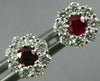 ESTATE .63CT DIAMOND & AAA RUBY 18KT WHITE GOLD 3D FLOWER CLUSTER STUD EARRINGS