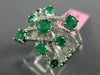 ESTATE 1.66CT DIAMOND & AAA EMERALD 18KT WHITE GOLD MULTI ROW CRISS CROSS RING