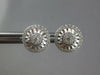 ESTATE .29CT DIAMOND 18KT WHITE GOLD 3D ROUND PAVE SUNBURST FLOWER STUD EARRINGS