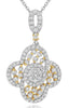 ESTATE .80CT DIAMOND 18KT 2 TONE GOLD ROUND FLOWER CLUSTER FUN FLOATING PENDANT