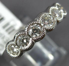 .95CT DIAMOND 18K WHITE GOLD 3D ROUND FILIGREE MILGRAIN 7 STONE ANNIVERSARY RING