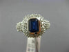 ESTATE LARGE 2.90CT DIAMOND & SAPPHIRE 14K WHTIE GOLD BEZEL HALO ENGAGEMENT RING