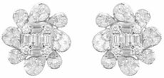 EXTRA LARGE 4.9CT DIAMOND 18K WHITE GOLD MULTI SHAPE FLOWER SQUARE STUD EARRINGS