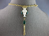 ESTATE LARGE & LONG .40CT DIAMOND & MULTI COLOR ENAMEL 14KT YELLOW GOLD NECKLACE