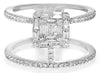 WIDE .77CT DIAMOND 18KT WHITE GOLD ROUND & BAGUETTE CLUSTER DOUBLE BAND FUN RING