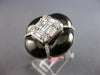EXTRA LARGE 2.14CT DIAMOND & BLACK ENAMEL 18KT WHITE GOLD SQUARE FLOWER FUN RING
