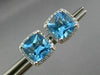 ESTATE 4.02CT DIAMOND & BLUE TOPAZ 14KT WHITE GOLD SQUARE HALO CLASSIC EARRINGS