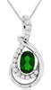 .58CT DIAMOND & AAA RUSSALITE 14KT WHITE GOLD 3D OVAL TEAR DROP FLOATING PENDANT