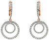 .68CT DIAMOND 14KT WHITE & ROSE GOLD DOUBLE CIRCULAR LEVERBACK HANGING EARRINGS