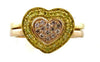 .30CT PINK & FANCY YELLOW DIAMOND 18KT YELLOW & ROSE GOLD DOUBLE HEART LOVE RING