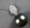 LARGE .37CT DIAMOND & AAA TAHITIAN PEARL 18KT WHITE GOLD MARQUISE LOVE NECKLACE