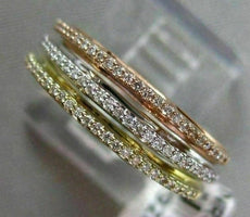 ESTATE .26CT DIAMOND 14KT WHITE YELLOW & ROSE GOLD STACKABLE SEMI ETERNITY RING