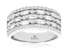 1.20CT DIAMOND 14KT WHITE GOLD 3D ROUND & BAGUETTE SHARED PRONG ANNIVERSARY RING