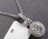 ESTATE .27CT DIAMOND 14KT WHITE GOLD 3D CLUSTER OVAL HALO FUN FLOATING PENDANT