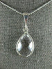 ESTATE AAA CRYSTAL 14KT WHITE GOLD 3D CLASSIC BEZEL TEAR DROP PEAR SHAPE PENDANT