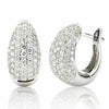 ESTATE 2.0CT DIAMOND 18K WHITE GOLD ROUND CLASSIC PAVE SEMI HOOP HUGGIE EARRINGS