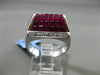 ESTATE LARGE 5.42CT DIAMOND & RUBY 18KT WHITE GOLD 3D FLEUR DE LIS FILIGREE RING