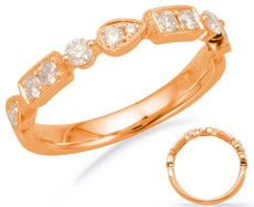 .34CT DIAMOND 14KT ROSE GOLD 3D ROUND RECTANGULAR & PEAR SHAPE FILIGREE FUN RING