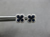 SMALL .52CT DIAMOND & AAA SAPPHIRE 14KT WHITE GOLD CLASSIC FLOWER STUD EARRINGS