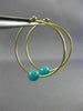 ESTATE AAA TURQUOISE 14KT YELLOW GOLD 3D CLASSIC HOOP HANGING EARRINGS #26011